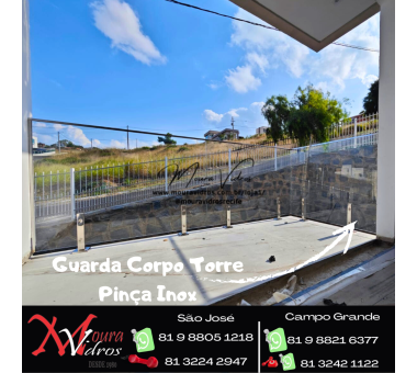 Guarda corpo torre pinça vidro blindex laminado temperado