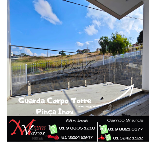 Guarda corpo torre pinça vidro blindex laminado temperado