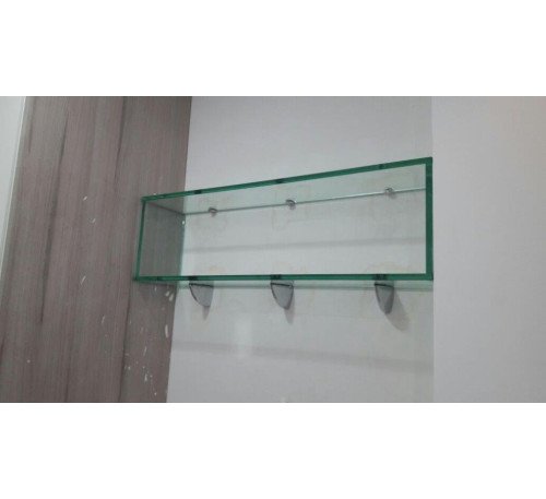 nicho de vidro com colagem Uv e suporte reforçado para parede de gesso