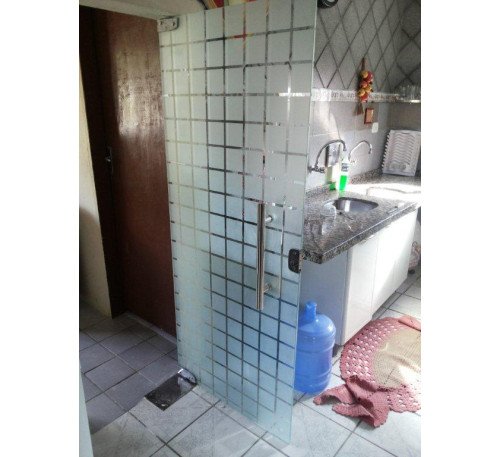 Porta De Vidro Jateado Com Mola Meron