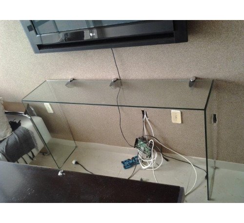 Mesa De Vidro Com 3 Tuc. Grande + Cilindro + Colagem Uv