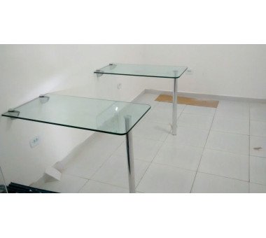 Mesa De Vidro Com Prolongador De Metal