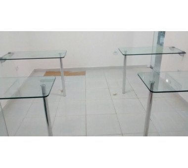 Mesa De Vidro Com Prolongador De Metal E Vidro De 12mm
