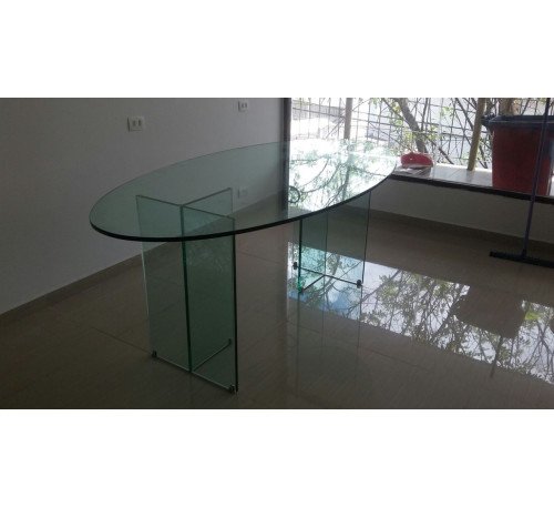 Vidro Oval 200x100 Com 02 Base De 15mm Com Colagem Uv