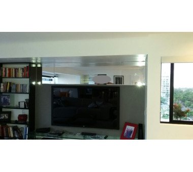 Espelho Triplo Bisotado Colado Sala Sobre Tv
