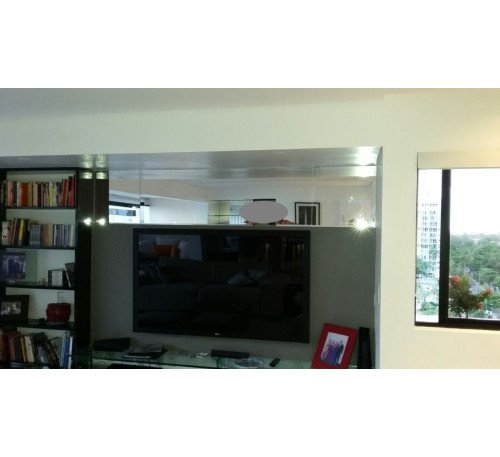 Espelho Triplo Bisotado Colado Sala Sobre Tv