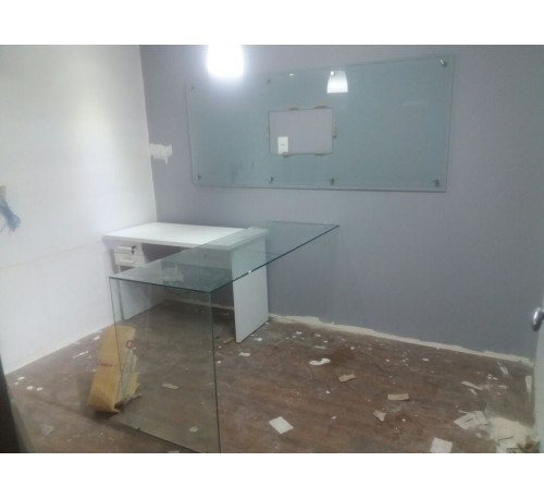 Painel Para Tv E Mesa De Vidro Em L