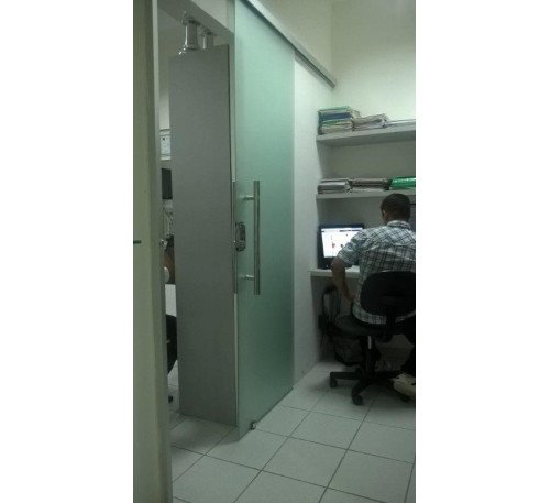 Porta De Correr Para Escritório Em Vidro Jateado 2016